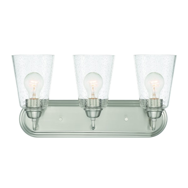Designers Fountain Zane 19in 3-Light Brushed Nickel Industrial Indoor Vanity Light with Clear Seedy Glass Shades D241M-3B-BN - main